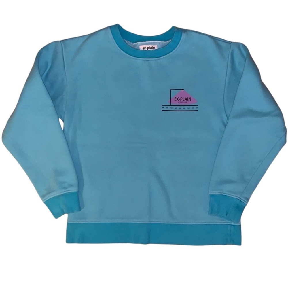 Men's EX-PLAIN Urban Wear Blue Crew Neck Streetwear Sweatshirt Sz M